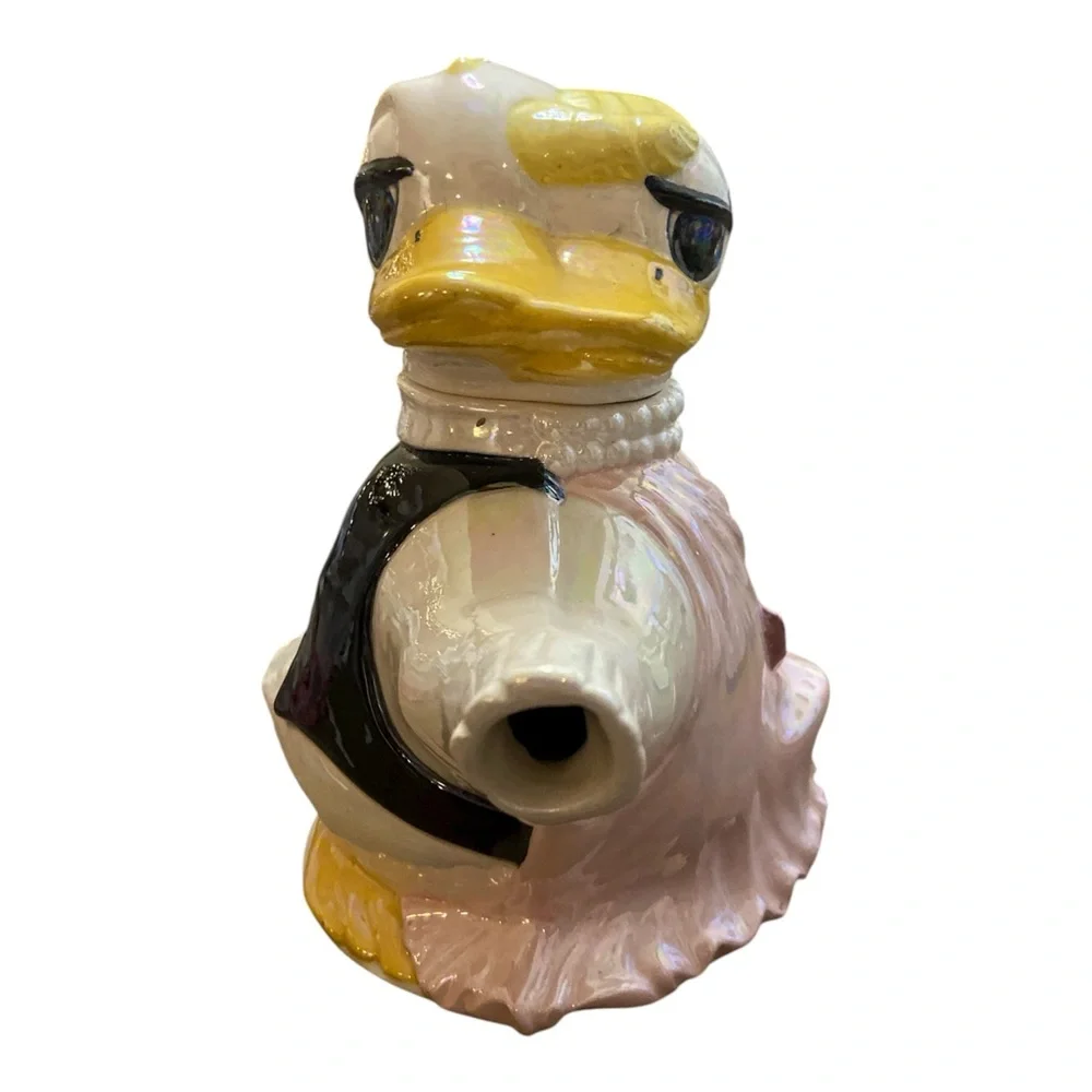 Vintage Double Sided Bride & Groom Duck Ceramic Teapot Wedding Duck Lover Gift